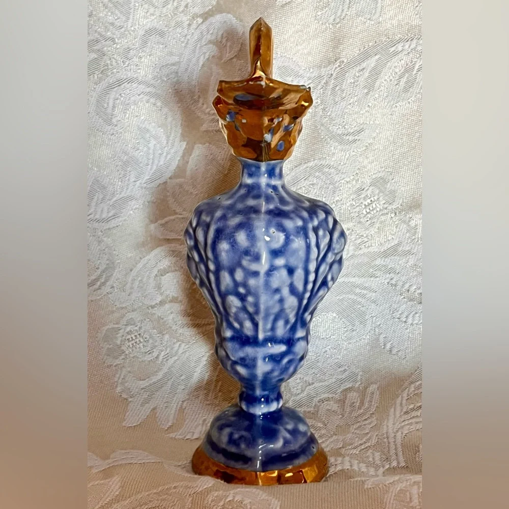 VTG Goldra E. Palestine Blue Gold Ewer Pitcher Mold 422 5.75